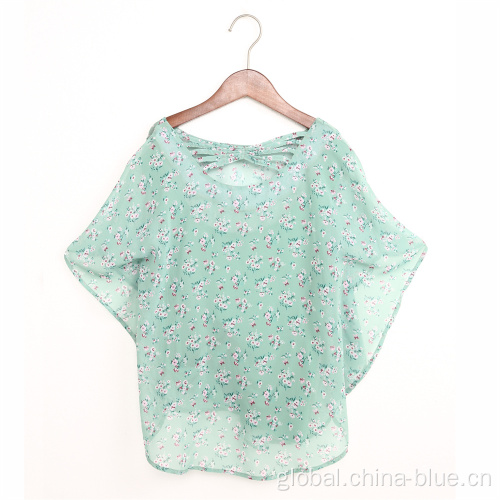 Girls Woven Top Girls high quality printed top in butterfly sleeve Manufactory